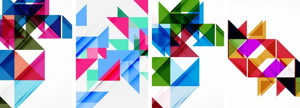 Set of abstract random triangle composition backgrounds. Vector illustration for Stock Illustration