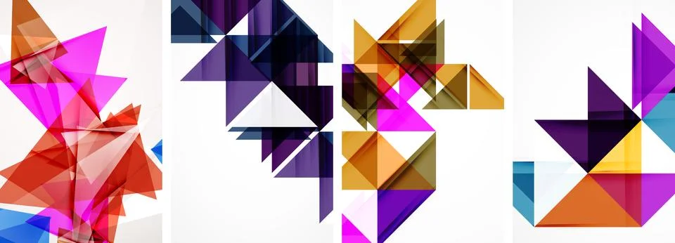 Set of abstract random triangle composition backgrounds. Vector illustration for Stock Illustration