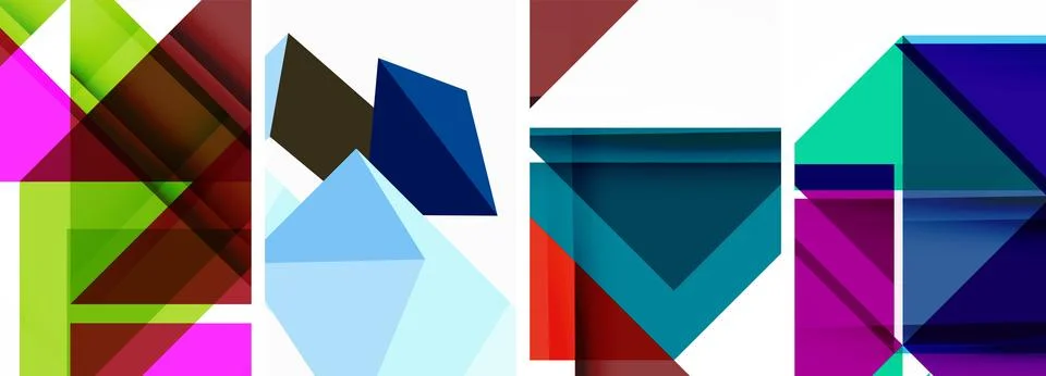 Set of abstract random triangle composition backgrounds. Vector illustration for Stock Illustration