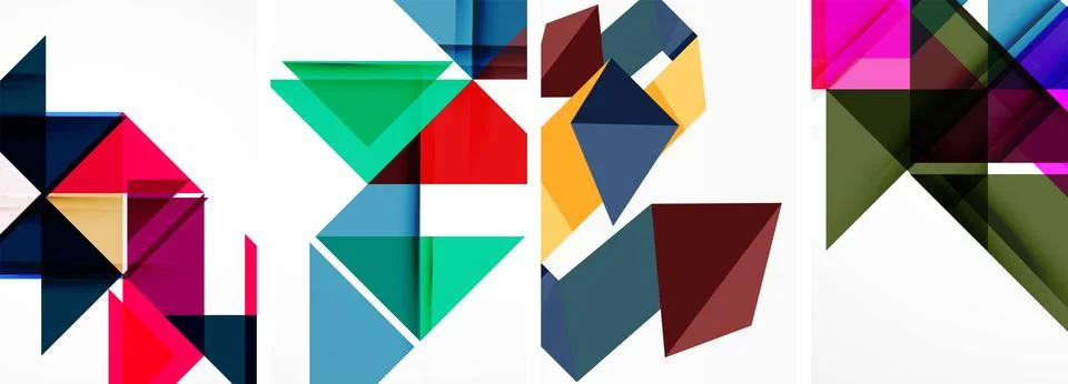 Set of abstract random triangle composition backgrounds. Vector illustration for イラスト素材