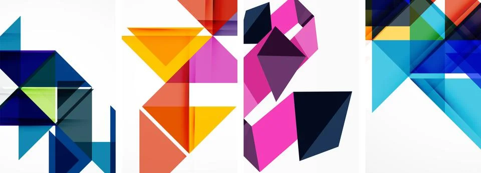 Set of abstract random triangle composition backgrounds. Vector illustration for Illustrazione stock