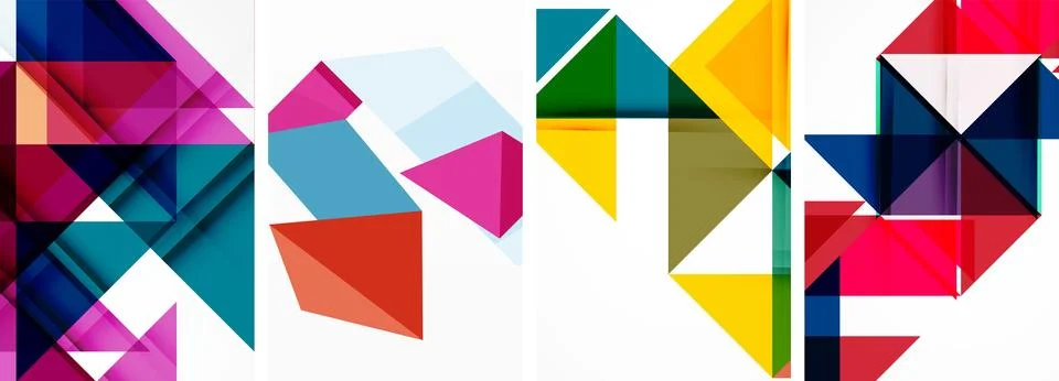 Set of abstract random triangle composition backgrounds. Vector illustration for Stock Illustration