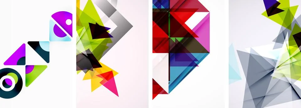 Set of abstract random triangle composition backgrounds. Vector illustration for Stock Illustration