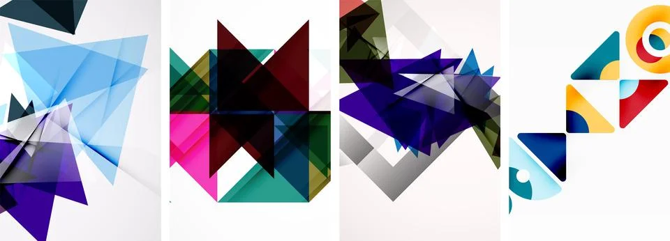 Set of abstract random triangle composition backgrounds. Vector illustration for Stock Illustration