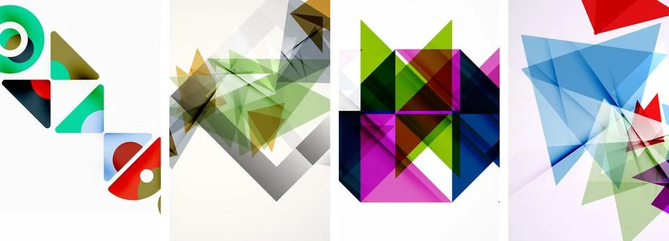 Set of abstract random triangle composition backgrounds. Vector illustration for イラスト素材