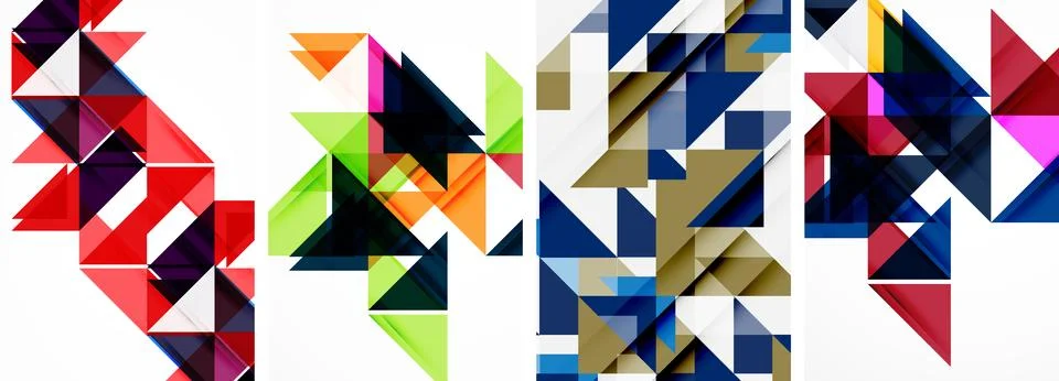Set of abstract random triangle composition backgrounds. Vector illustration for Illustrazione stock