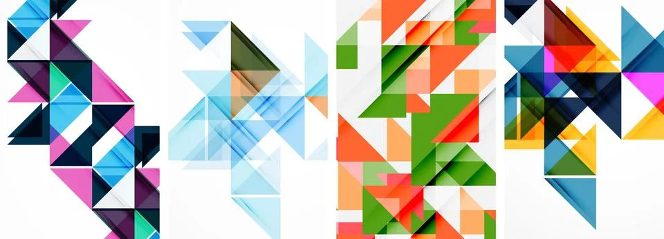 Set of abstract random triangle composition backgrounds. Vector illustration for Illustrazione stock