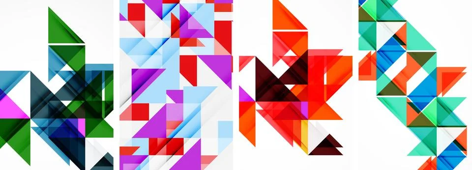 Set of abstract random triangle composition backgrounds. Vector illustration for イラスト素材
