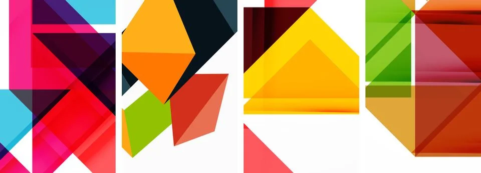 Set of abstract random triangle composition backgrounds. Vector illustration for イラスト素材