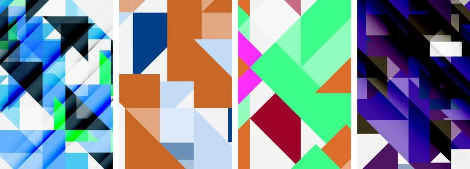 Set of abstract random triangle composition backgrounds. Vector illustration for Illustrazione stock