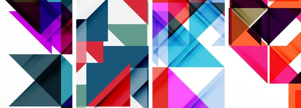 Set of abstract random triangle composition backgrounds. Vector illustration for Stock Illustration