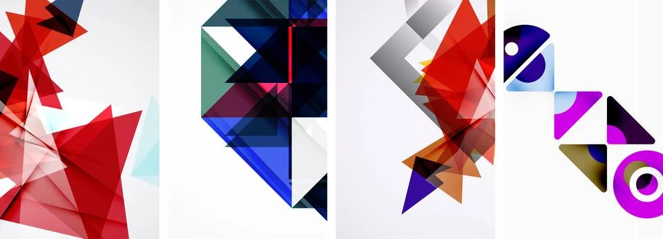 Set of abstract random triangle composition backgrounds. Vector illustration for Stock Illustration