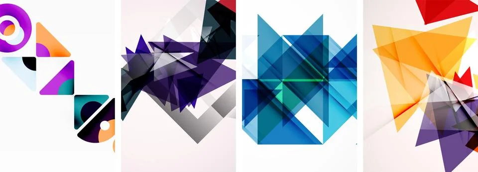 Set of abstract random triangle composition backgrounds. Vector illustration for Stock Illustration