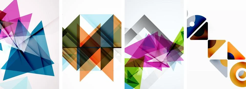 Set of abstract random triangle composition backgrounds. Vector illustration for Stock Illustration