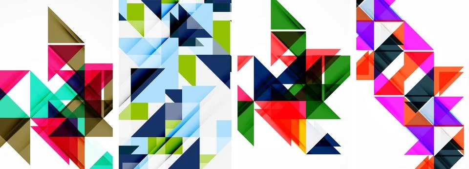 Set of abstract random triangle composition backgrounds. Vector illustration for Illustrazione stock
