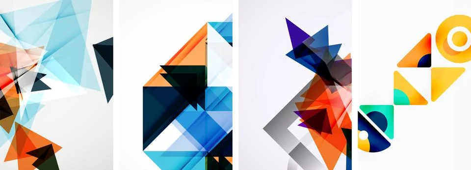 Set of abstract random triangle composition backgrounds. Vector illustration for Stock Illustration