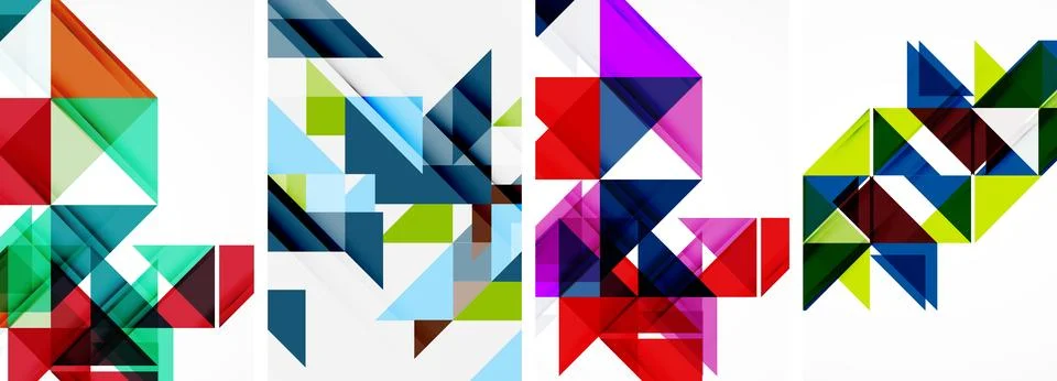 Set of abstract random triangle composition backgrounds. Vector illustration for Illustrazione stock