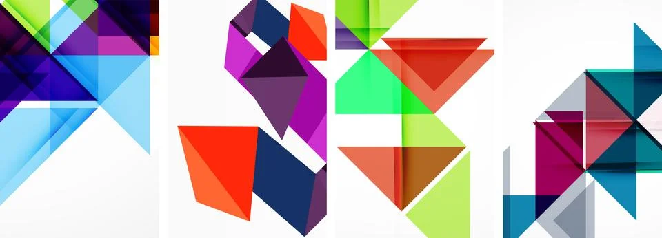 Set of abstract random triangle composition backgrounds. Vector illustration for Stock Illustration