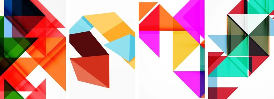 Set of abstract random triangle composition backgrounds. Vector illustration for Stock Illustration