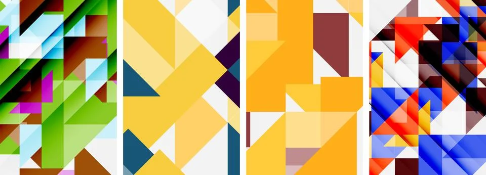 Set of abstract random triangle composition backgrounds. Vector illustration for Stock Illustration