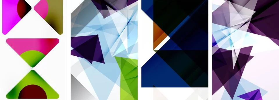 Set of abstract random triangle composition backgrounds. Vector illustration for Stock Illustration