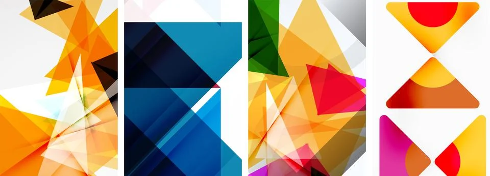 Set of abstract random triangle composition backgrounds. Vector illustration for Stock Illustration