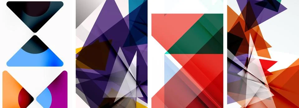 Set of abstract random triangle composition backgrounds. Vector illustration for Stock Illustration