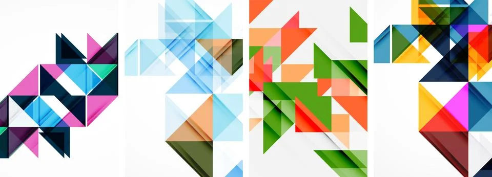 Set of abstract random triangle composition backgrounds. Vector illustration for Stock Illustration