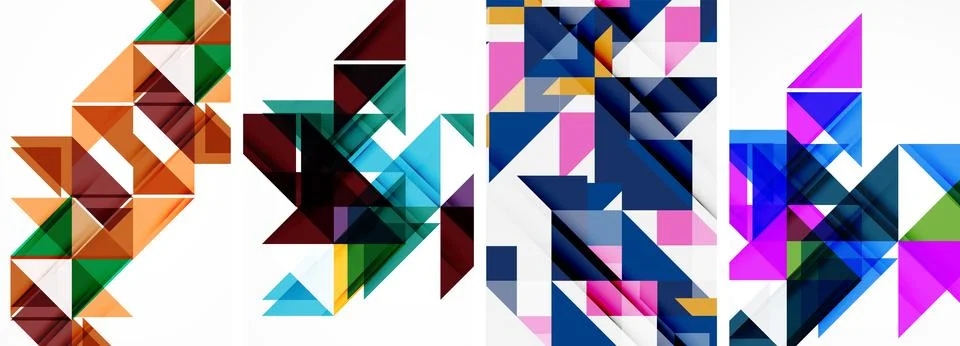 Set of abstract random triangle composition backgrounds. Vector illustration for イラスト素材
