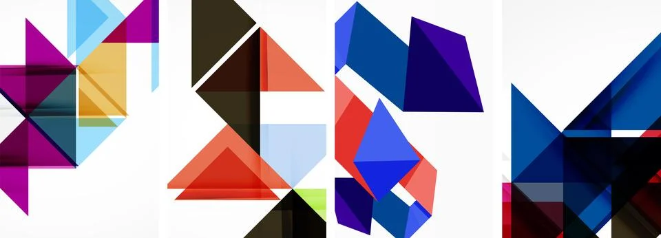 Set of abstract random triangle composition backgrounds. Vector illustration for Illustrazione stock