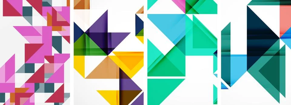 Set of abstract random triangle composition backgrounds. Vector illustration for イラスト素材
