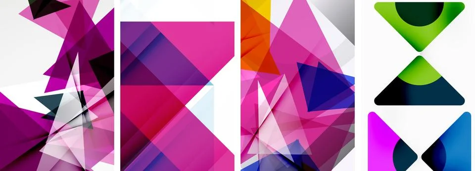 Set of abstract random triangle composition backgrounds. Vector illustration for イラスト素材