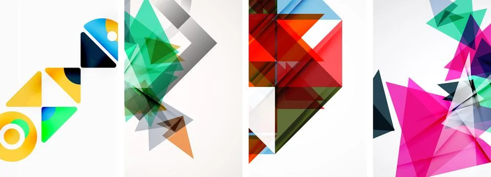 Set of abstract random triangle composition backgrounds. Vector illustration for Illustrazione stock
