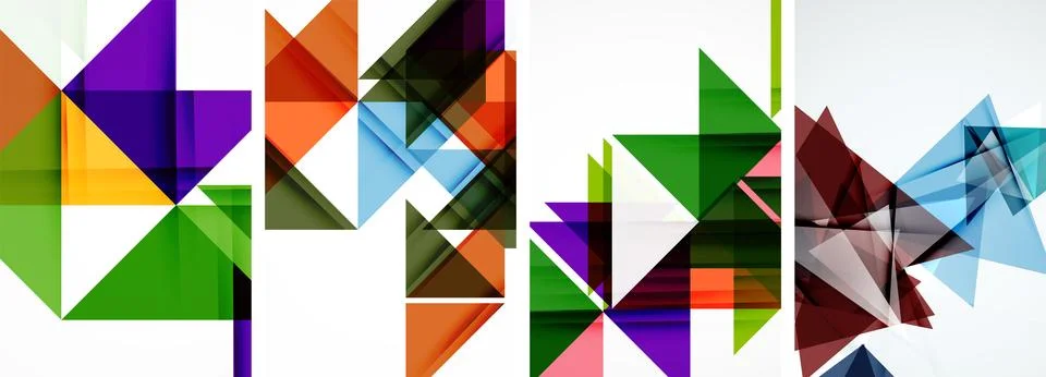 Set of abstract random triangle composition backgrounds. Vector illustration for Illustrazione stock