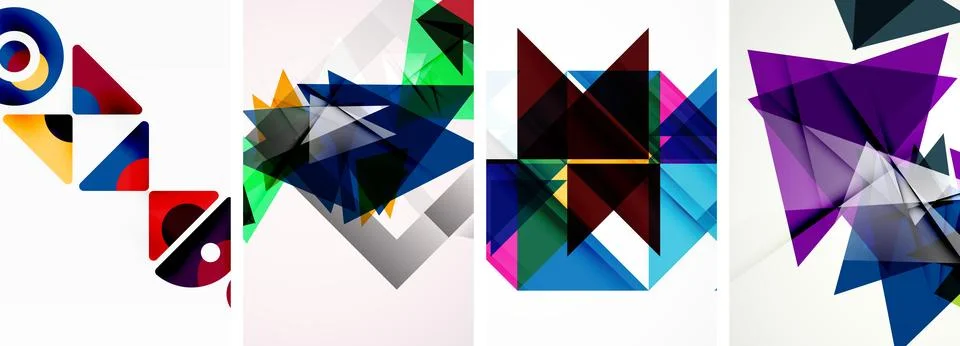 Set of abstract random triangle composition backgrounds. Vector illustration for Stockillustratie