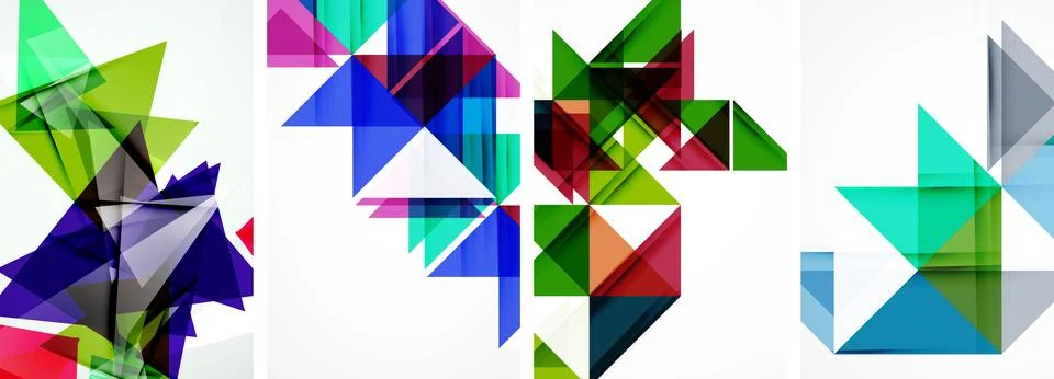 Set of abstract random triangle composition backgrounds. Vector illustration for Illustrazione stock