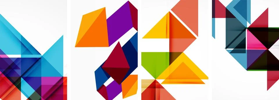 Set of abstract random triangle composition backgrounds. Vector illustration for Illustrazione stock