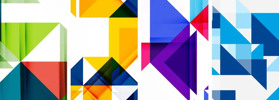 Set of abstract random triangle composition backgrounds. Vector illustration for イラスト素材