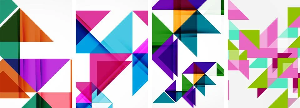 Set of abstract random triangle composition backgrounds. Vector illustration for Stockillustratie