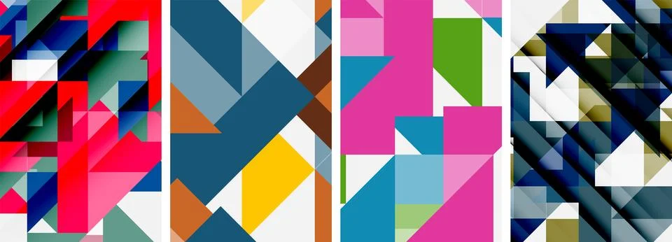 Set of abstract random triangle composition backgrounds. Vector illustration for イラスト素材