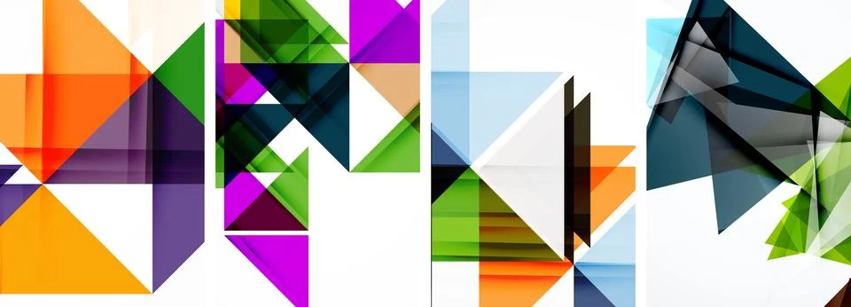 Set of abstract random triangle composition backgrounds. Vector illustration for 스톡 일러스트