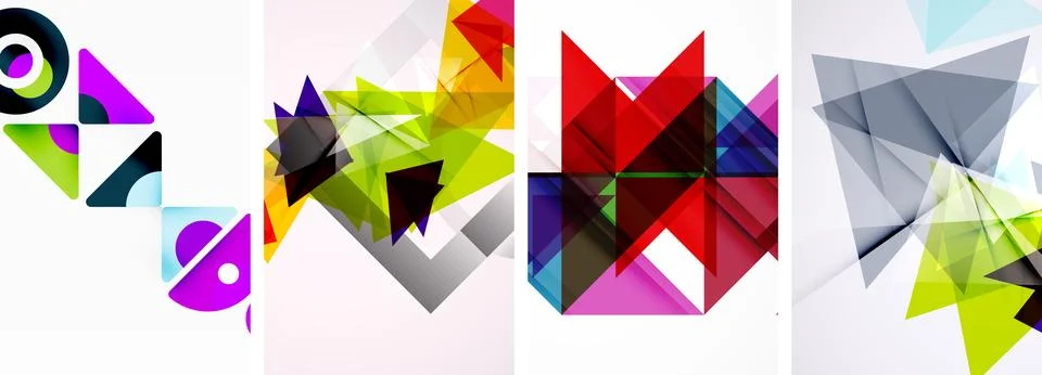 Set of abstract random triangle composition backgrounds. Vector illustration for Stock Illustration