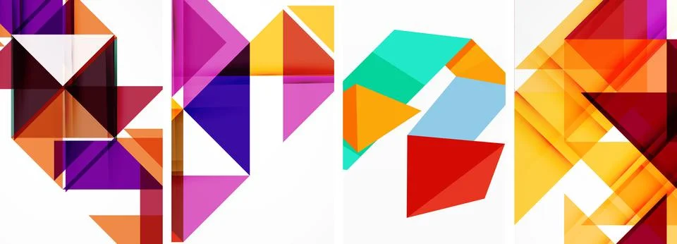 Set of abstract random triangle composition backgrounds. Vector illustration for Stock Illustration