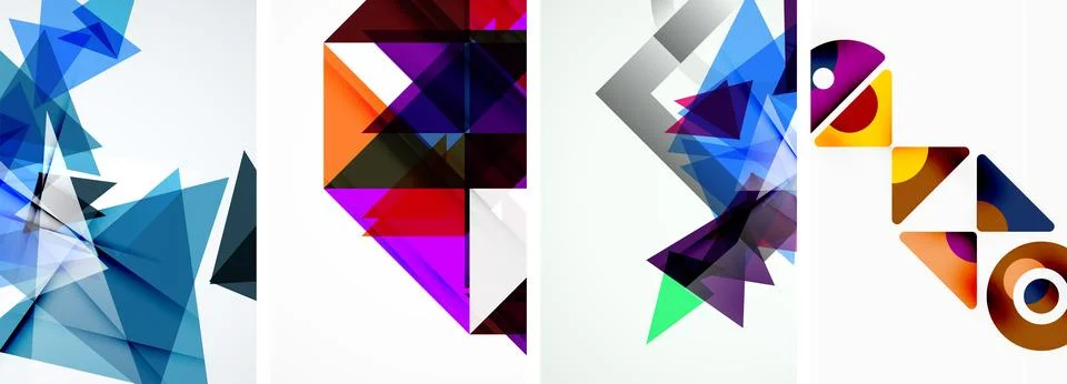 Set of abstract random triangle composition backgrounds. Vector illustration for Illustrazione stock