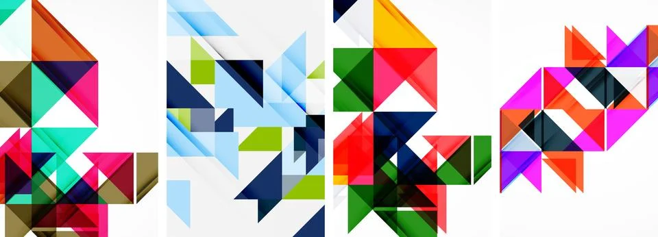 Set of abstract random triangle composition backgrounds. Vector illustration for Stock Illustration