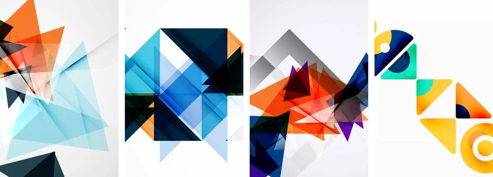 Set of abstract random triangle composition backgrounds. Vector illustration for Stockillustratie