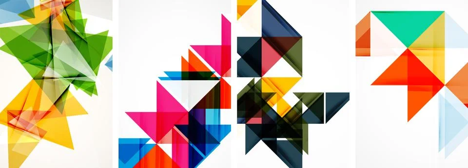 Set of abstract random triangle composition backgrounds. Vector illustration for Stock Illustration