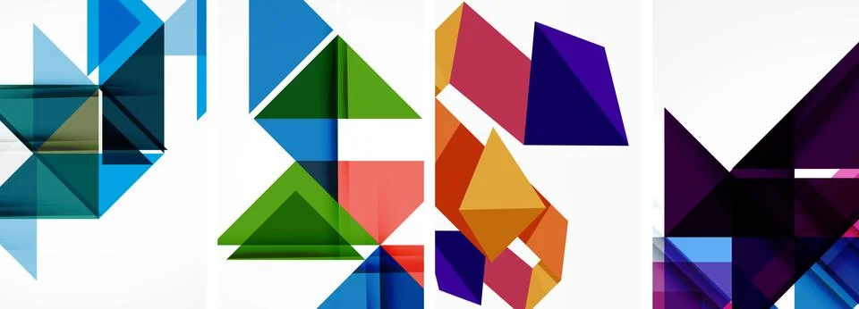 Set of abstract random triangle composition backgrounds. Vector illustration for Illustrazione stock