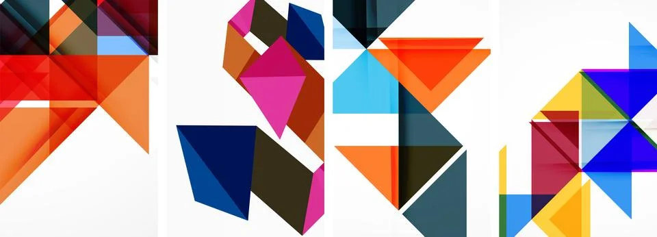 Set of abstract random triangle composition backgrounds. Vector illustration for イラスト素材