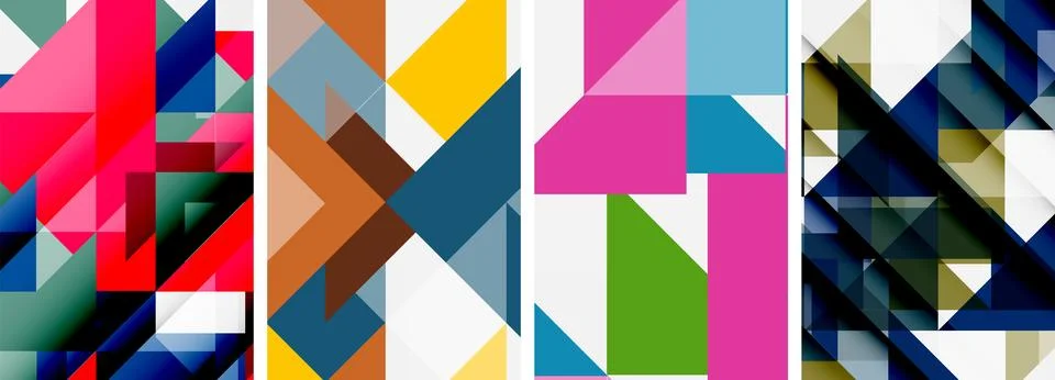 Set of abstract random triangle composition backgrounds. Vector illustration for イラスト素材